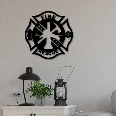 Fire Department Metal Sign | Maltese Badge Metal Wall Art | Fire Dept Sign | Gift for Firefighter | Fire Department Gift | Firefighters Sign